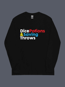 Dice Potions & Saving Throws Long Sleeve Tee Black