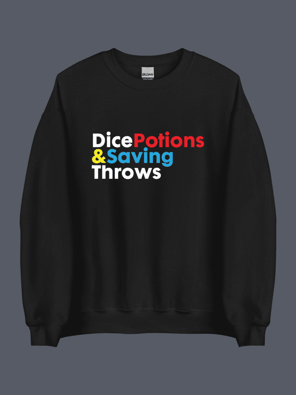 Dice Potions & Saving Throws Sweatshirt Black