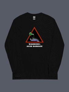 Warning Acid Damage Black Long Sleeve Tee