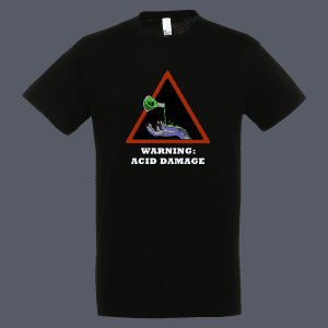 Warning Acid Damage Black T Shirt